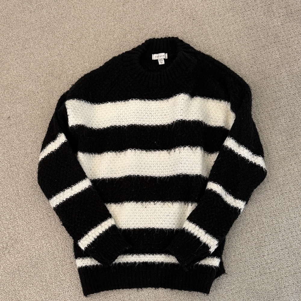 TopShop Black and White Crewneck Sweater
